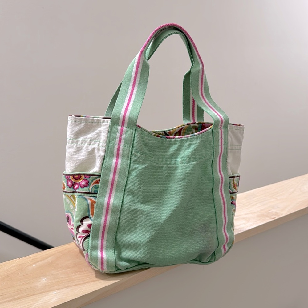 Vera Bradley Floral Small Colorblock Canvas Tote Bag Tutti Frutti